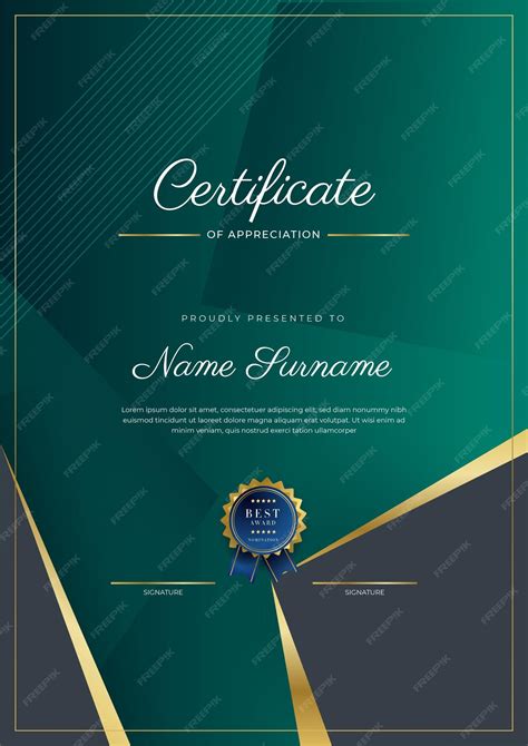 Premium Vector Certificate Of Appreciation Template Gold And Black