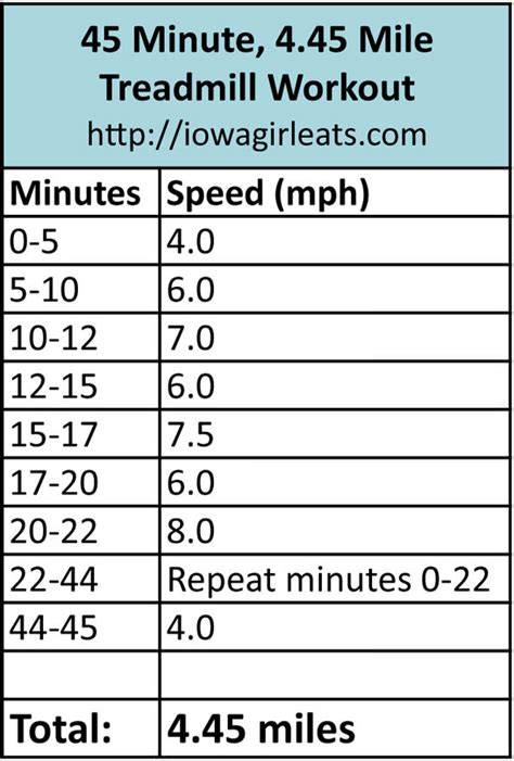 45 Minute 445 Mile Treadmill Workout Iowa Girl Eats