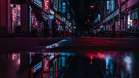 74 futuristic city hd wallpapers and background images. Asia Neon City Lights Reflections, HD Photography, 4k ...