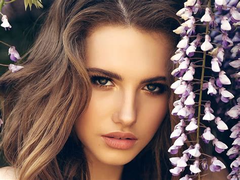 Beauty Female Models Woman Faces Flowers Hd Wallpaper Peakpx