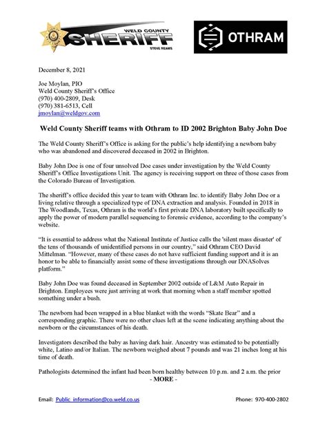 Weld County Sheriff on Twitter: "WCSO and Othram, Inc. are asking for