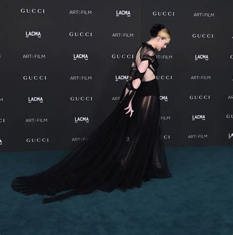 Elle Fannings Sheer Cutout Dress At Lacma Art Film Gala Popsugar Fashion Uk