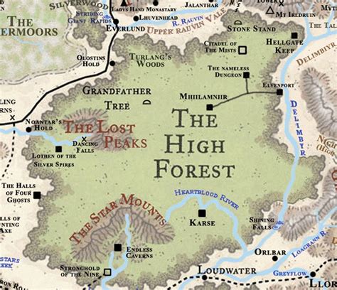 Forgotten Realms High Forest Fantasy World Map Map Dnd World Map