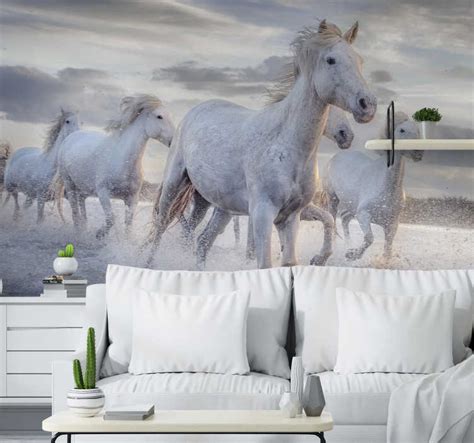 Horses In Water Mural Wallpaper Tenstickers