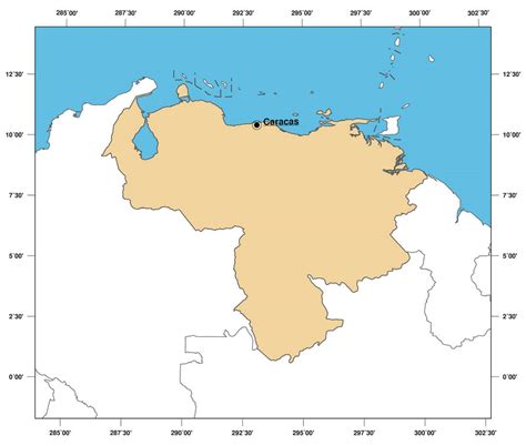 Большая контурная карта Венесуэлы Венесуэла Южная Америка Maps Of