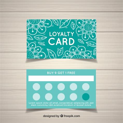 lovely loyalty card template with floral style vector free download