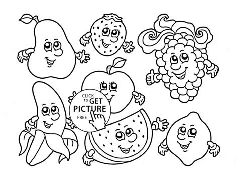 Fruit coloring pages for kä±ds 8 funnycrafts. Cartoon Fruits coloring page for kids, fruits coloring ...