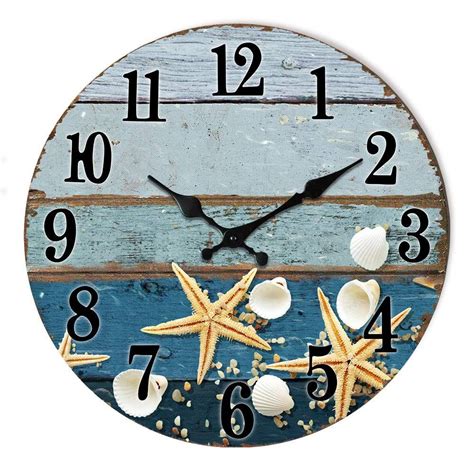 Beach Clock For Bathroom Beach Decor Wood Beach Themed Wall Clocks For