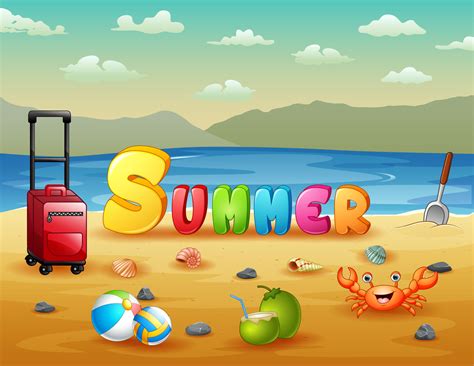 Cartoon Illustration Of Summer Vacation Beach Background 10574549 Vector Art At Vecteezy