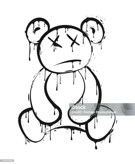 Teddy Bear Illustration In Graffiti Street Art Style That Melts And