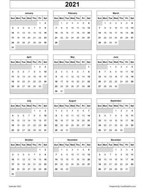 2021 Calendar Printable One Page Printable Calendar 2023
