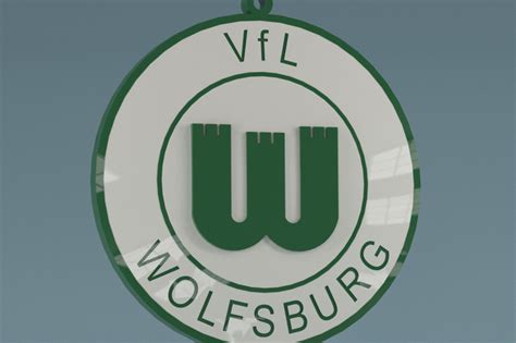 This logo image consists only of simple geometric shapes or text. VFL WOLFSBURG Logo Keychain - STEP / IGES - 3D CAD model ...