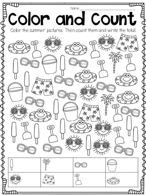 Fun Summer Page For End Of The Yearstudents Count The Pictures And