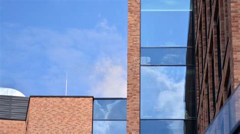 Modern Brick And Glass Facade Of The Office Building Stock Photo