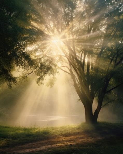 Premium Photo Sunlight Shines Through The Trees