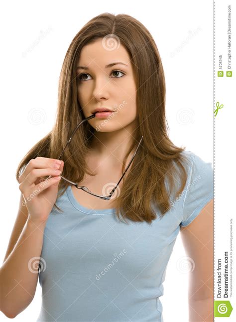 Pretty Young Woman With Glasses Stock Image Image Of Background
