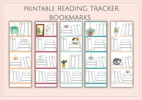 Book Tracker Bookmark Printable Bookmarks Set Of 14 Etsy
