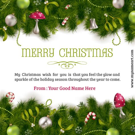 Greetings of the season and best wishes for the new year. Write Name On Merry Christmas Ornaments Decoration ...