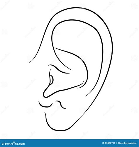 Einfarbige Vektorillustration Des Menschlichen Ohrs Vektor Abbildung
