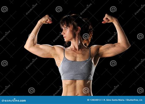 Woman Flexing Muscles Showing Displaying Her Strength Royalty Free