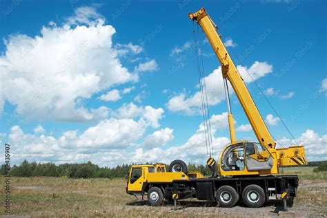 Mobile Crane With Risen Boom Outdoors Stock Photo Adobe Stock