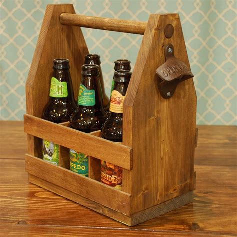 Sophisticave Beer Caddy Reclaimed Wood Projects Bottle Opener Wall