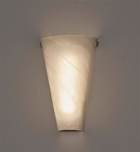 Battery Powered Wall Sconce Frosted Marble Conical Shade Indoor