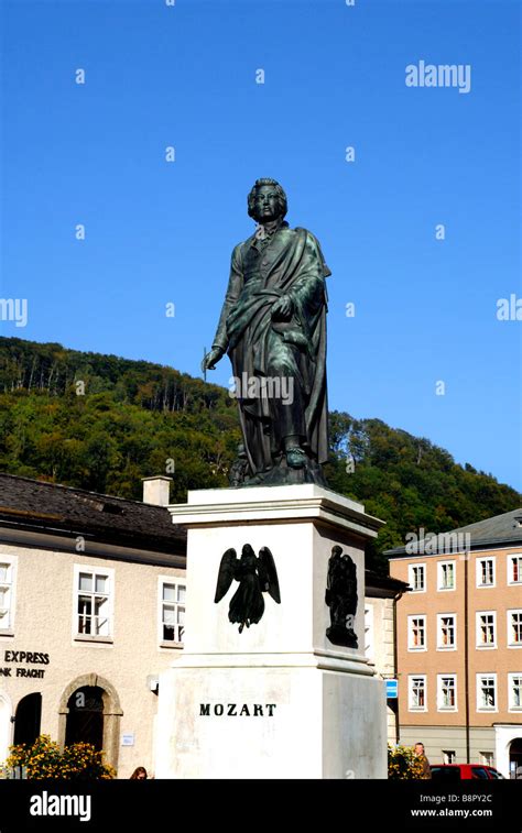 Statue Of Wolfgang Amadeus Mozart In Salzburg Austria