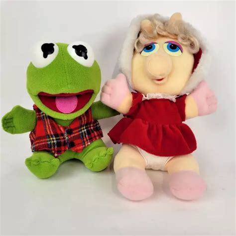 1987 Vintage Baby Miss Piggy Kermit Plush Christmas Jim Henson
