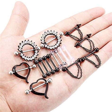 Dyknasz 316l Surgical Steel Chain Dangle Nipple Shield Rings Nipplering Barbell Piercing Jewelry