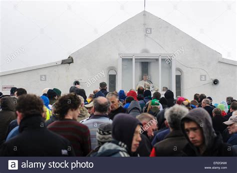 Pilgrims Gather At St Patricks Chapel At The Top Of Croagh Patrick
