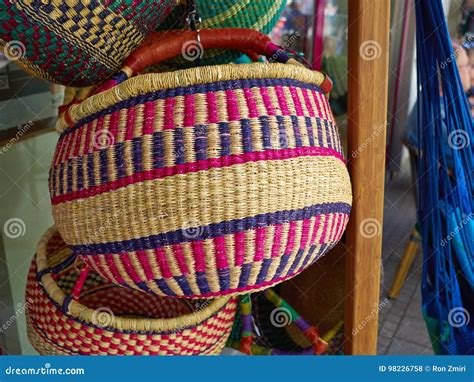 Colorful Woven Handmade African Caribbean Baskets Stock Photo Image