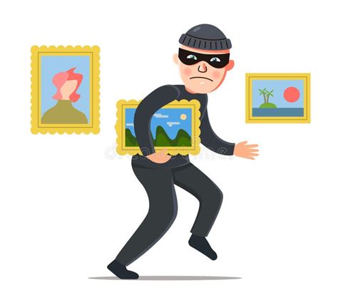 Thief Steals A Picture Stock Vector Illustration Of Mugger 146330299