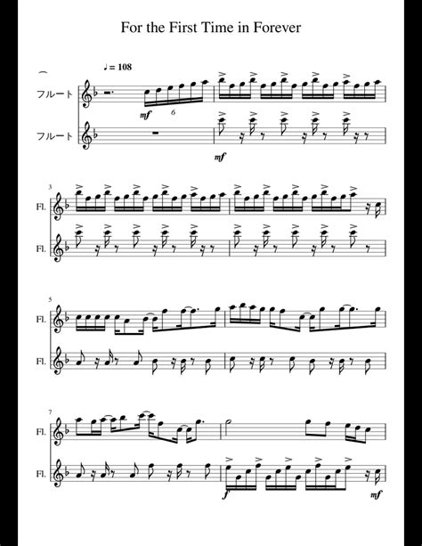 For The First Time In Forever Flute Ver Sheet Music For Flute
