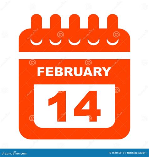Valentines Day Calendar Icon 14 February Stock Vector Illustration
