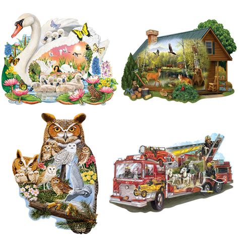 Set Of 4 300 Large Piece Shaped Jigsaw Puzzles Bits And Pieces Uk