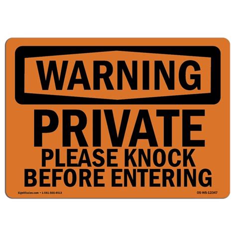 Check spelling or type a new query. OSHA WARNING Sign - Private Please Knock Before Entering ...