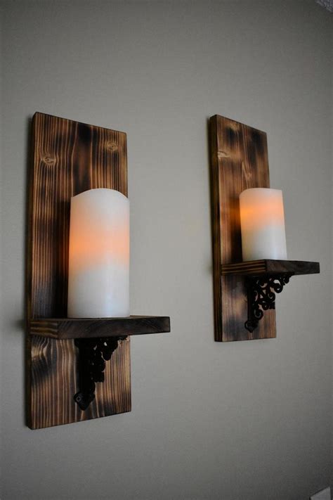 Rustic Wall Decor Wall Sconce Set Of 2 Modern Rustic Wood Candle
