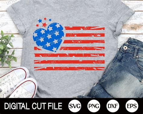 Fourth Of July Svg American Heart Flag Svg Independence Day Etsy