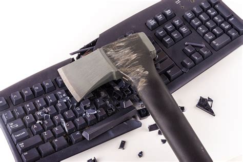 Smashed Keyboard Stock Photo Download Image Now Anger Axe Black