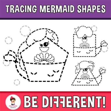 Tracing Mermaid Shapes Clipart Fine Motor Skills Pencil Control