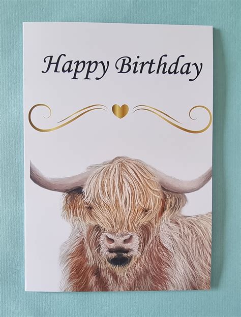 Highland Cow Birthday Card Personalised Cow Greeting Card Etsy