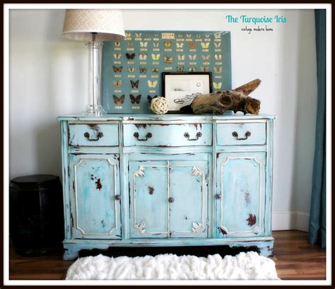 The Turquoise Iris ~ Furniture And Art Vintage Buffet In China Blue And