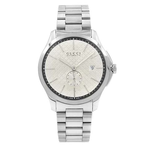 Gucci G Timeless Steel Silver Checkered Dial Automatic Mens Watch
