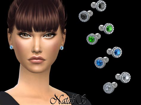 Diamond Halo Stud Earrings By Natalis At Tsr Sims 4 Updates