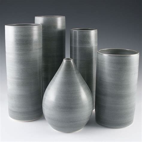 Vase In Steel Grey Etsy Cylinder Vase Grey Vases Vase