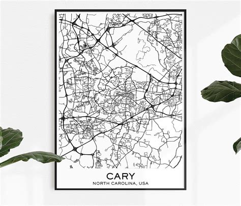 Cary Map Print Map Print Cary City Print Cary Cary Poster Etsy