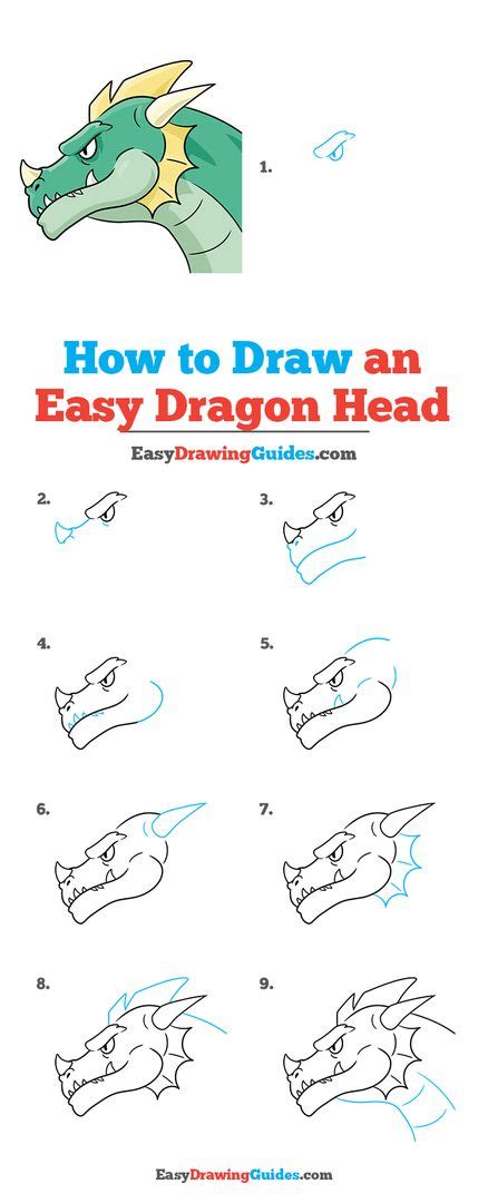 How To Draw A Dragon Head Step By Step For Kids