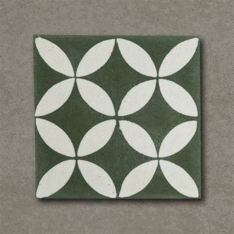 Green Leaves Handmade Encaustic Cement Floor Tile Otto Tiles And