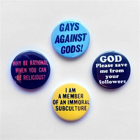 4 Gay Atheist Badges Lgbtq Pride Pins Atheism Protest Buttons Vintage Remake Etsy